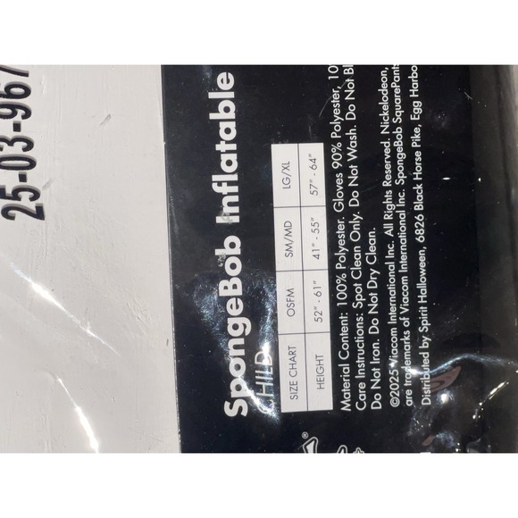 Spirit Spongebob Squarepants Inflatable Halloween Costume Child Small Mr. Krabs - Picture 5 of 16